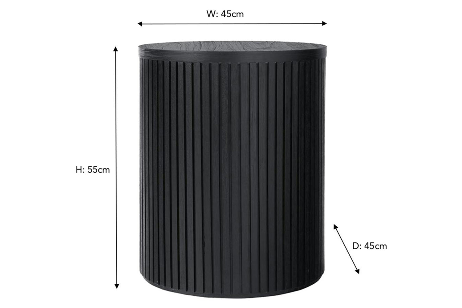 Teca Round Bedside Table | Matt Black-3
