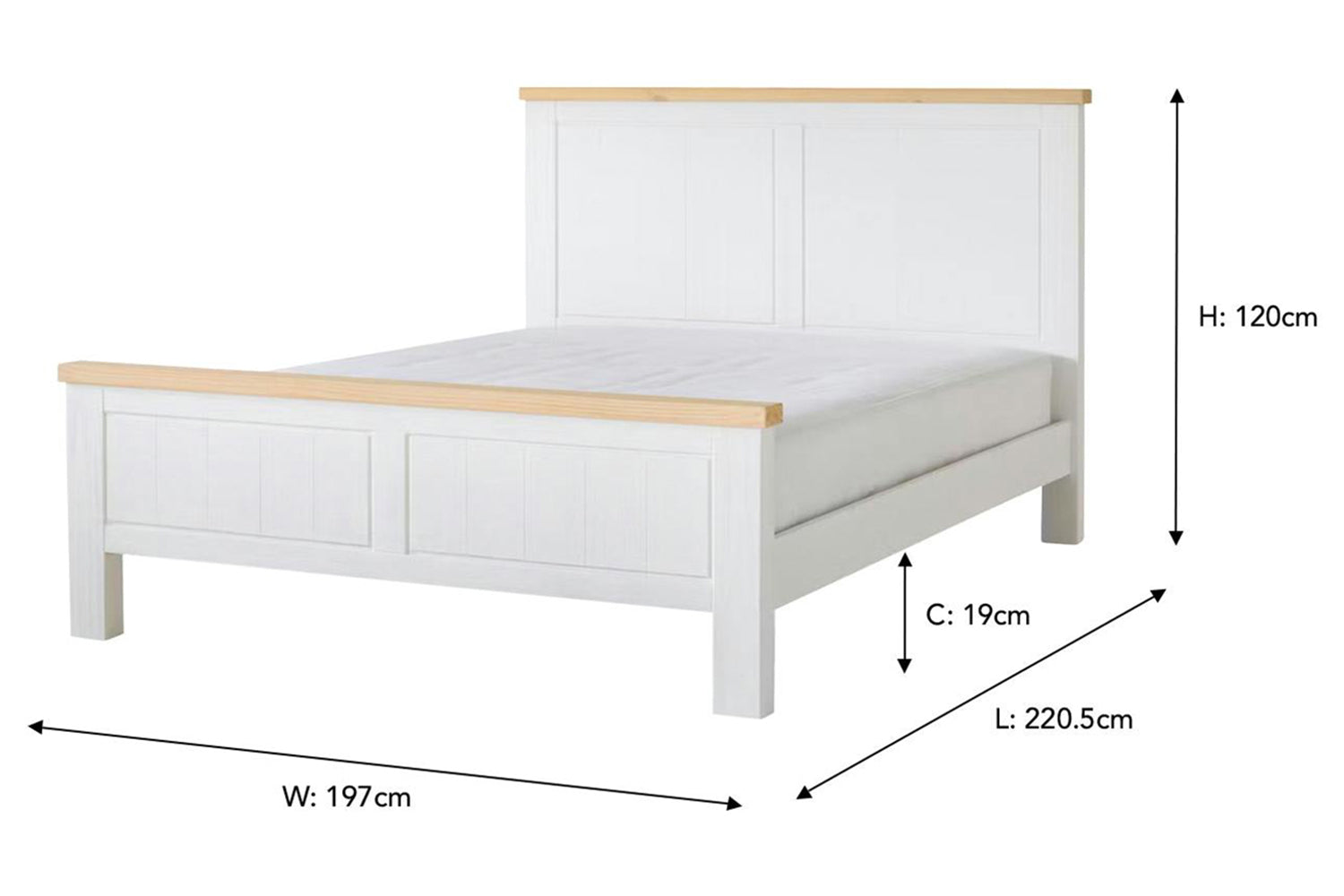Cotswold Bed Frame | King | 5ft | White/Natural-3