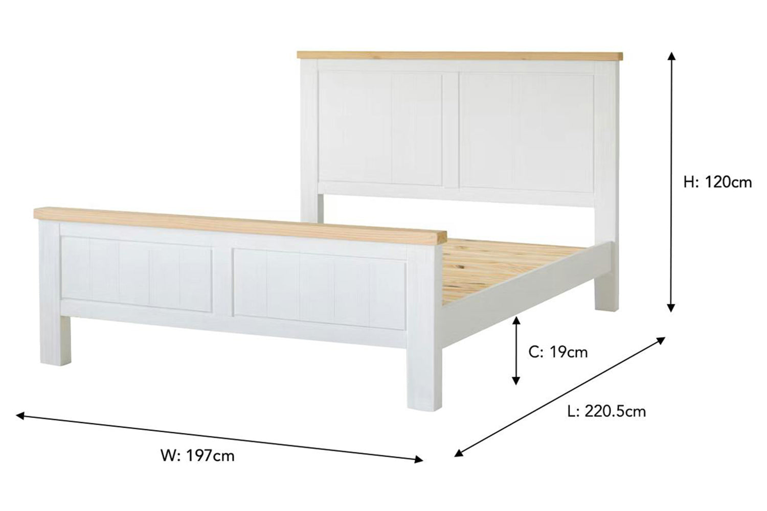Cotswold Bed Frame | Super King | 6ft | White/Natural-3