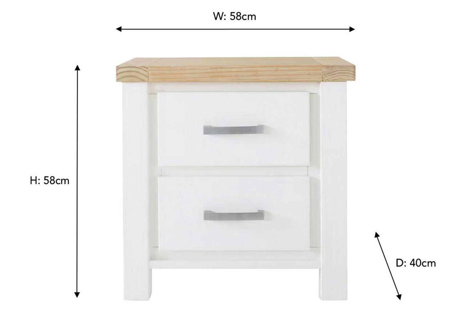 Cotswold Bedside Locker | 2 Drawer | White/Natural-3