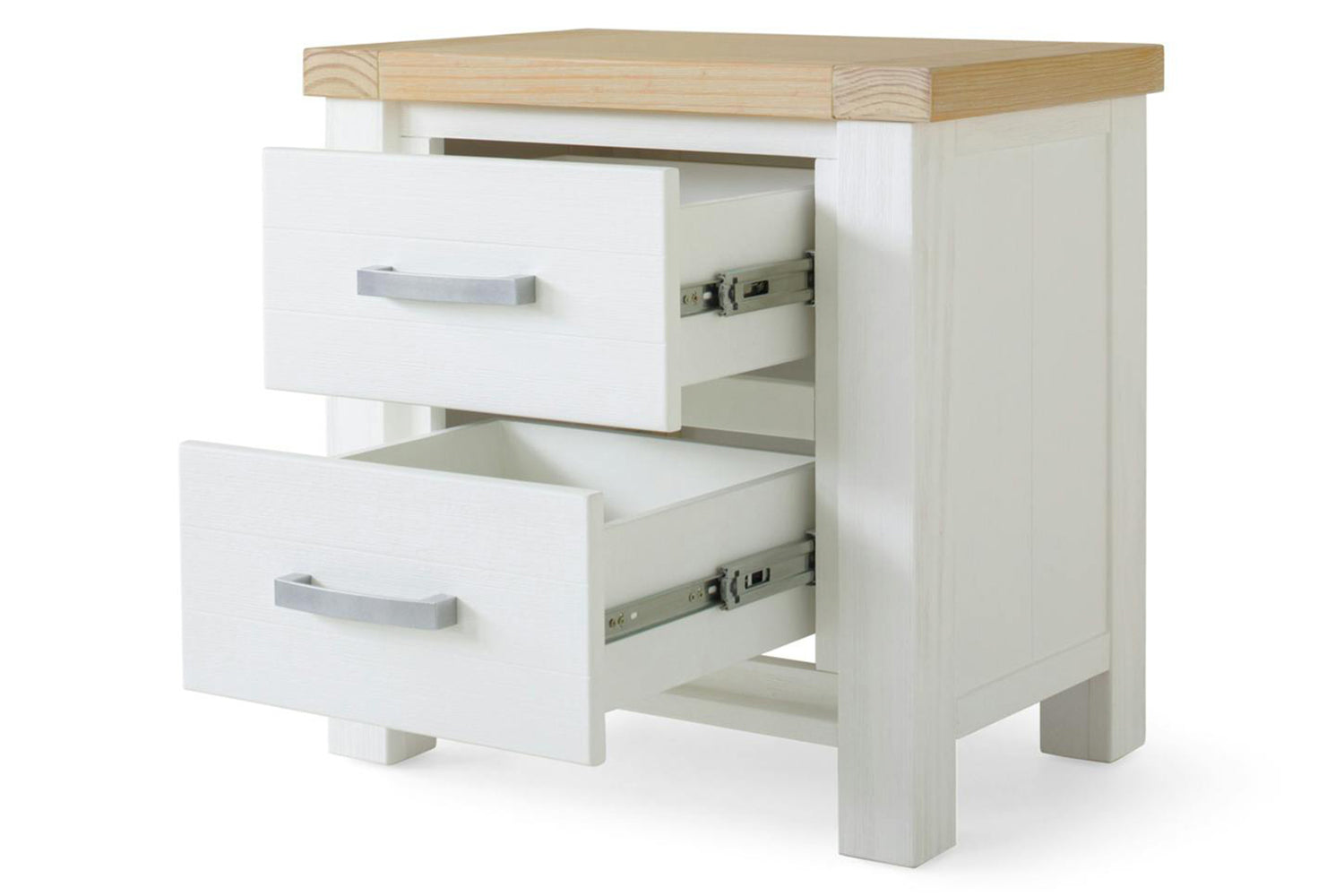 Cotswold Bedside Locker | 2 Drawer | White/Natural-6
