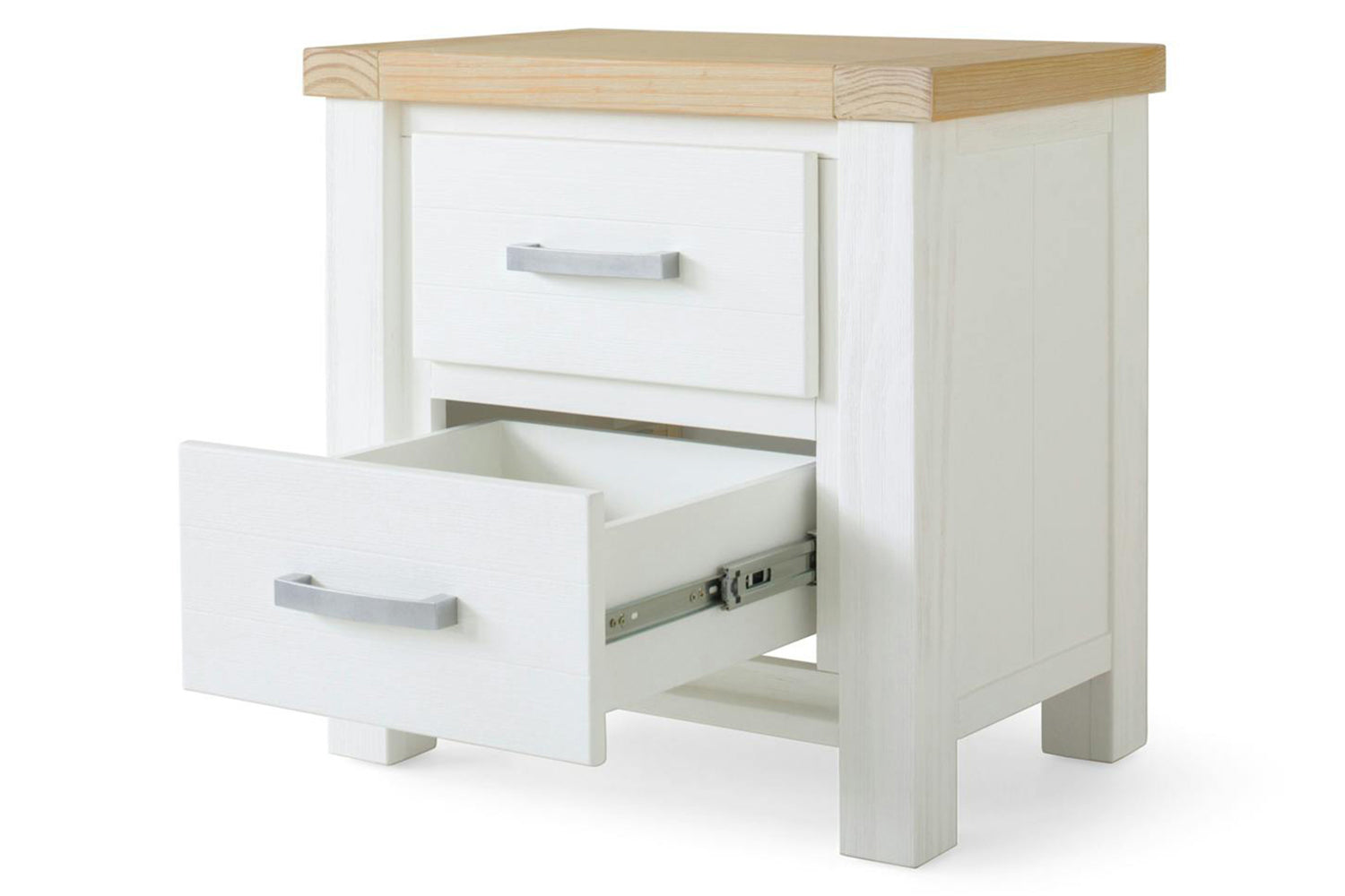 Cotswold Bedside Locker | 2 Drawer | White/Natural-5