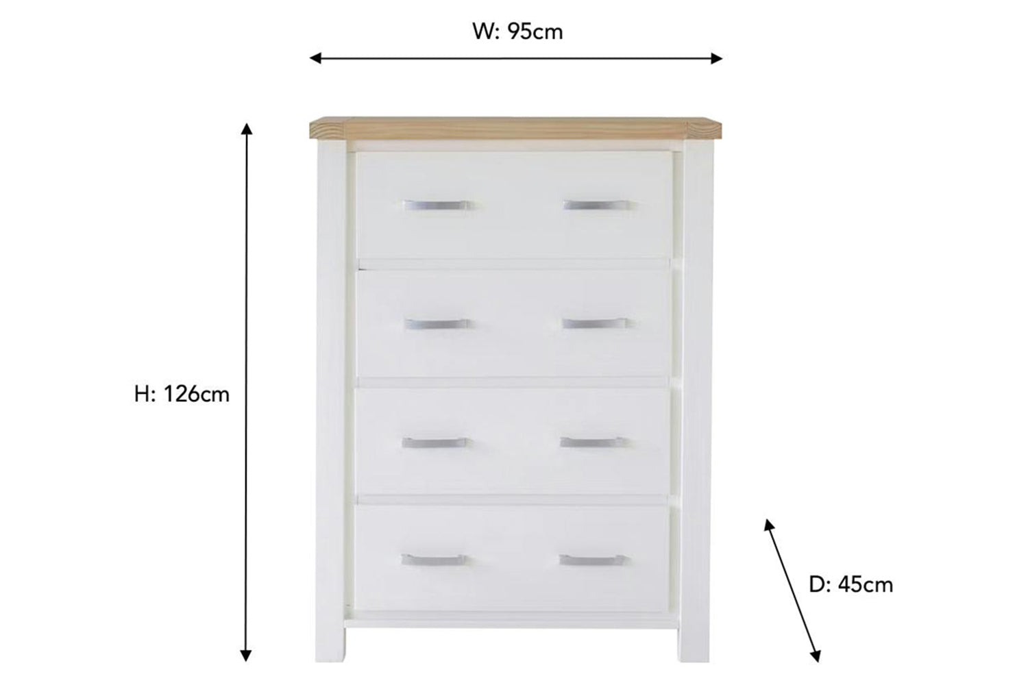 Cotswold Chest Of Drawer | 4 Drawer | White/Natural-3