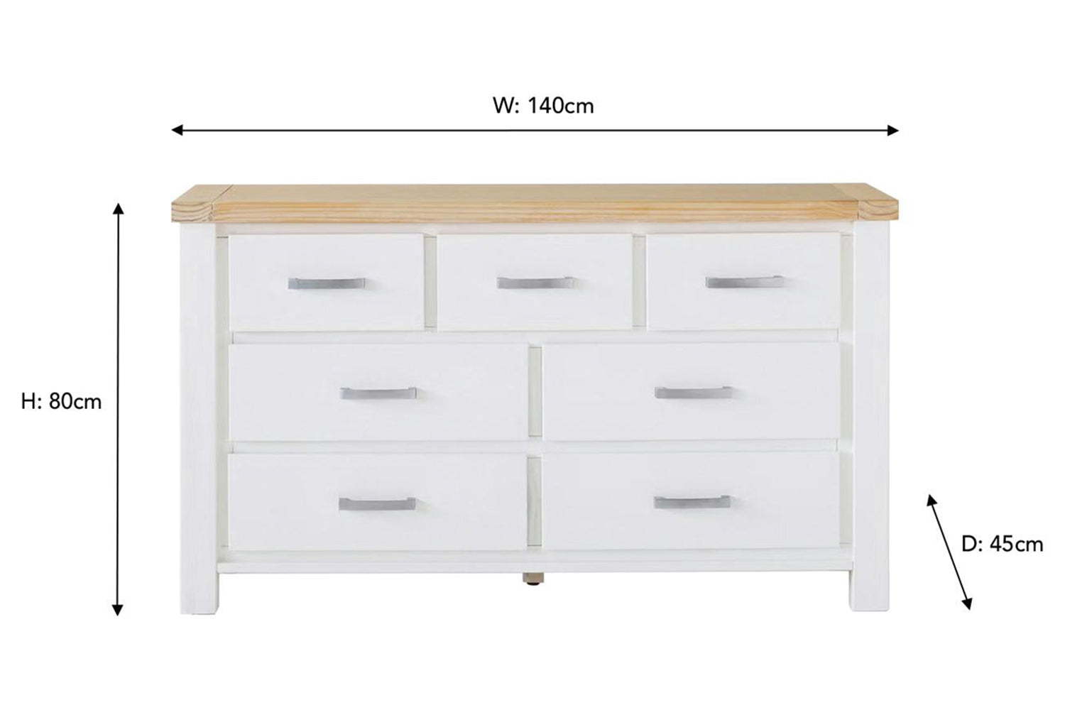 Cotswold Dresser | 7 Drawer | White/Natural-3