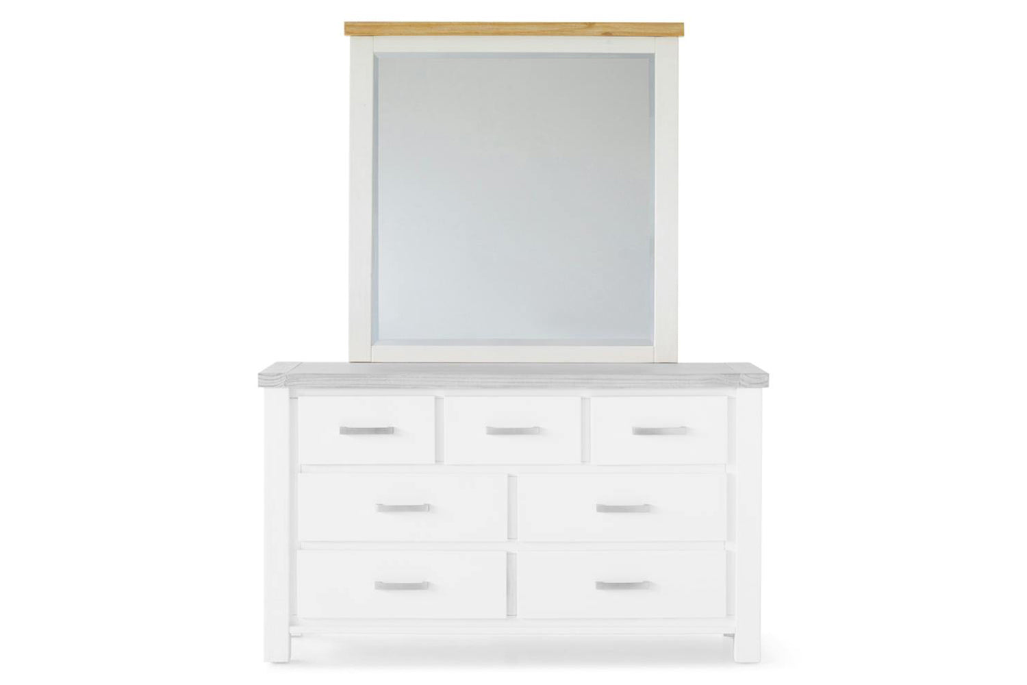 Cotswold Dresser Mirror | White/Natural | 100 x 100 cm-3