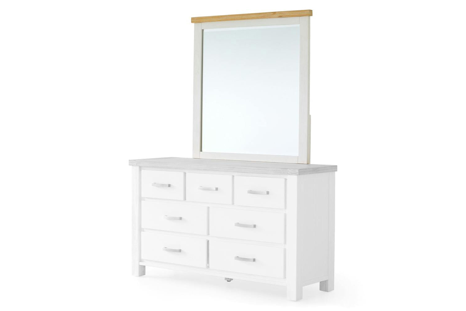 Cotswold Dresser Mirror | White/Natural | 100 x 100 cm-4