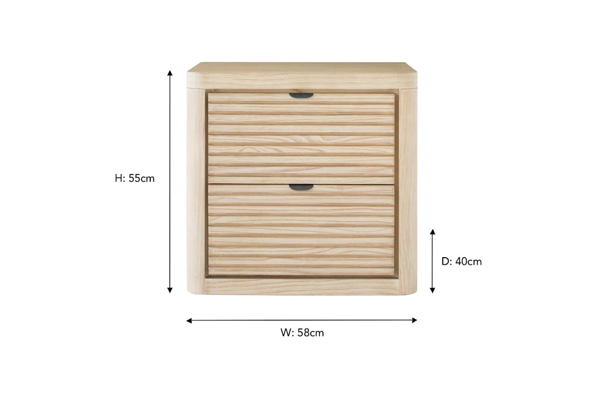 Albury Bedside Locker | 2 Drawer | Oak Effect-3