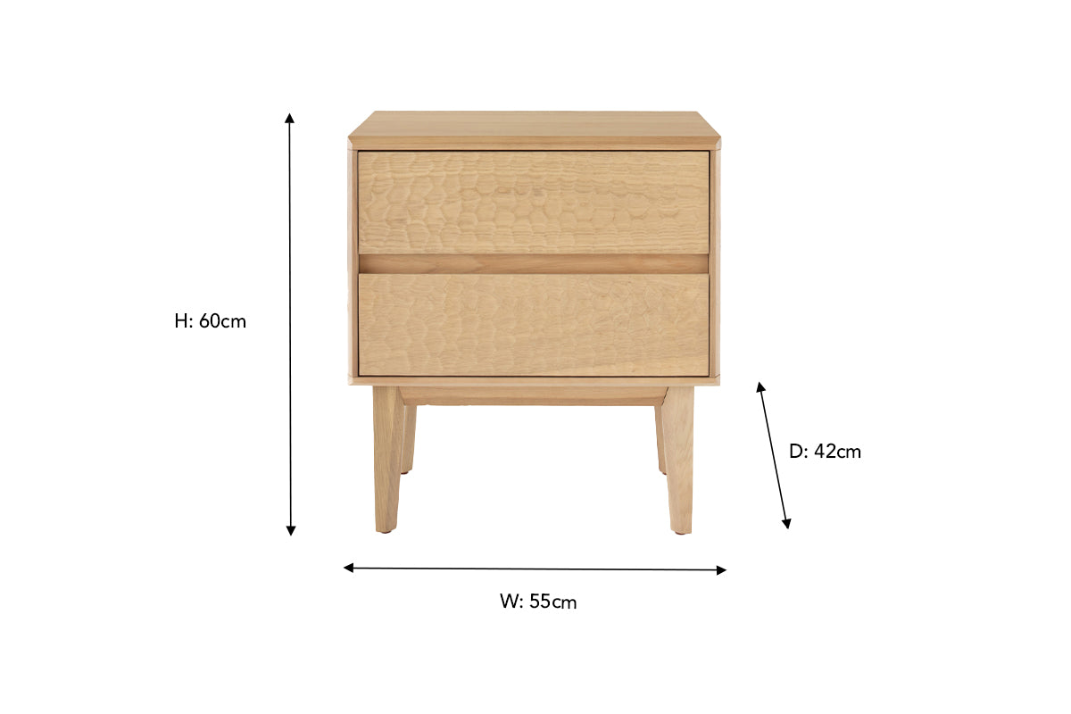 Cove Bedside Table | 2 Drawer | Oak-3