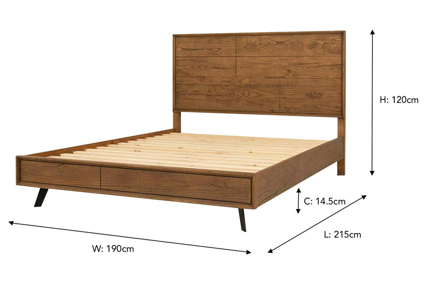 Hamilton Bed Frame | Super King | 6ft | Aged Oak Veneer-4