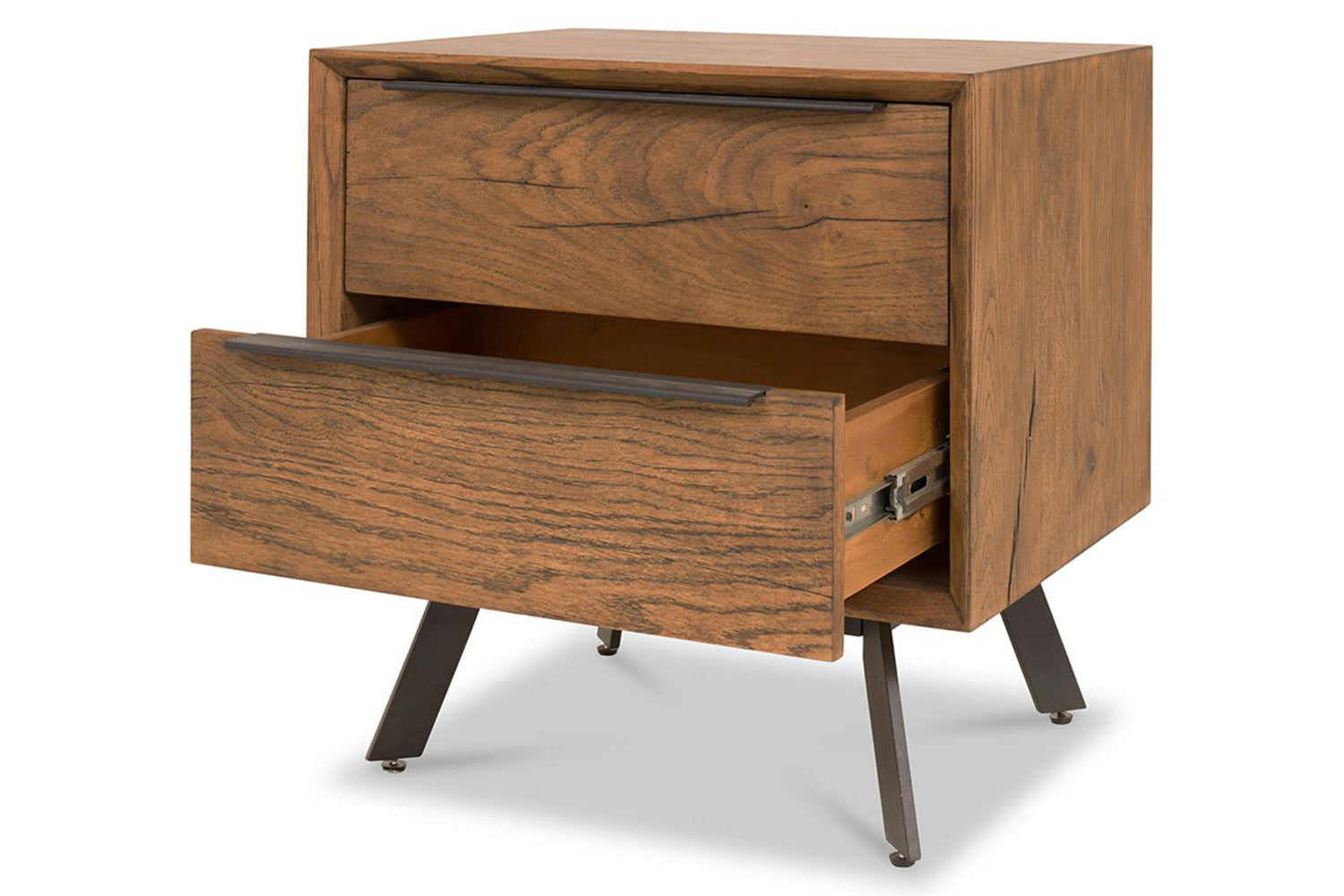 Hamilton Bedside Table | 2 Drawer | Aged Oak Veneer-6