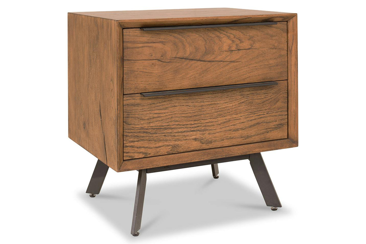 Hamilton Bedside Table | 2 Drawer | Aged Oak Veneer-4