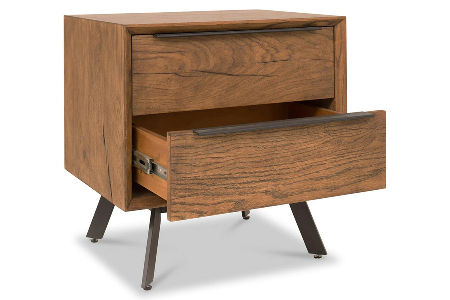 Hamilton Bedside Table | 2 Drawer | Aged Oak Veneer-5