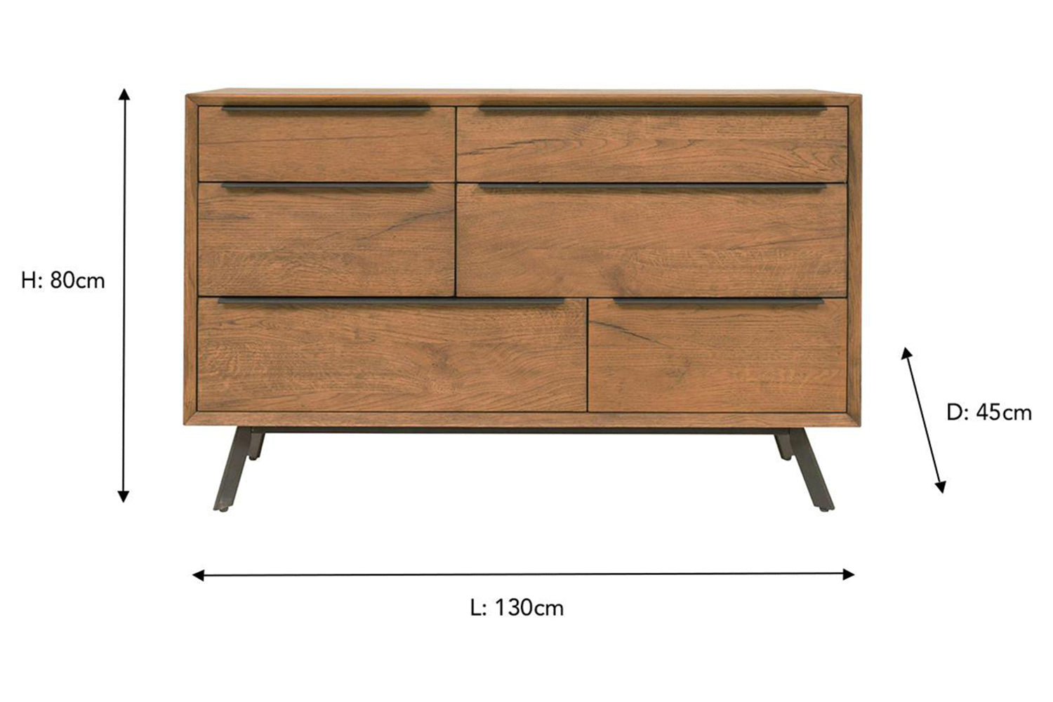 Hamilton Dresser | 6 Drawer | Aged Oak Veneer-3