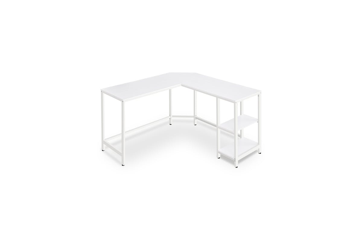 Vasagle L-shaped Computer Desk with 2 Storage Shelves | Maple White