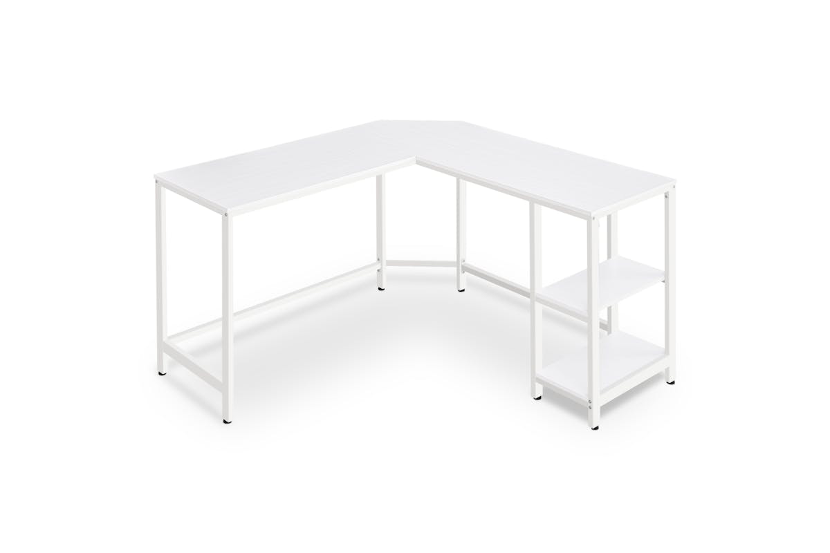 Vasagle L-shaped Computer Desk with 2 Storage Shelves | Maple White-4