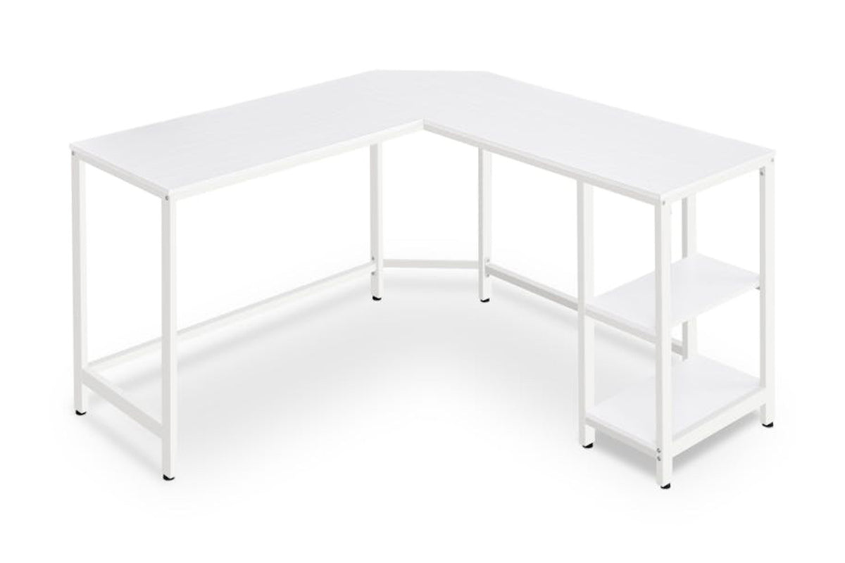 Vasagle L-shaped Computer Desk with 2 Storage Shelves | Maple White
