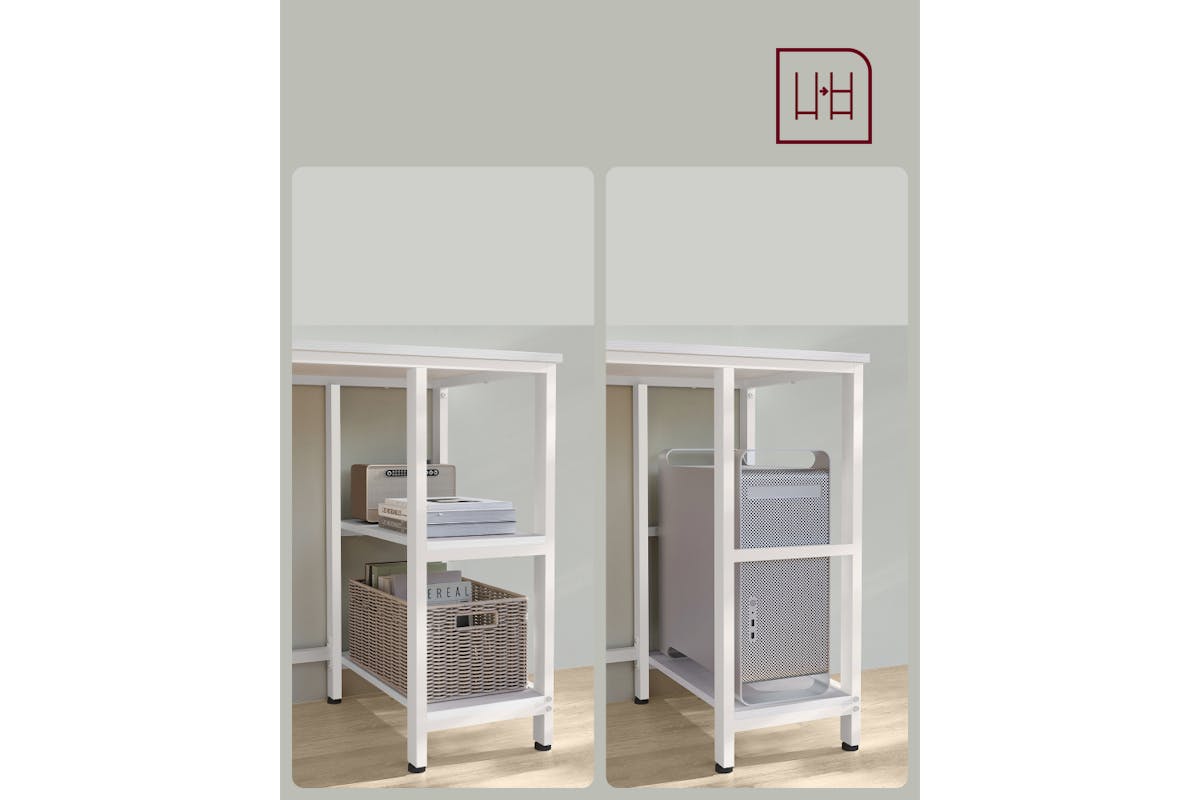 Vasagle L-shaped Computer Desk with 2 Storage Shelves | Maple White-3