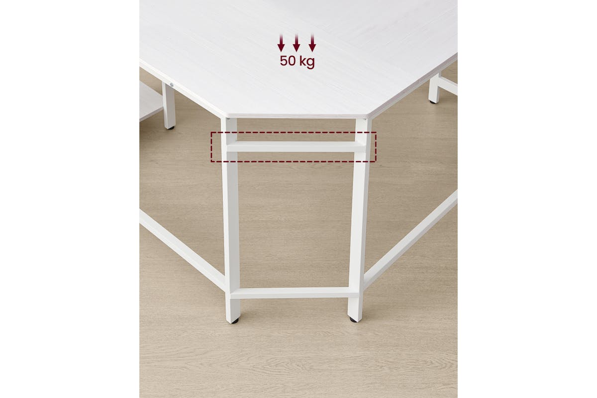 Vasagle L-shaped Computer Desk with 2 Storage Shelves | Maple White-5