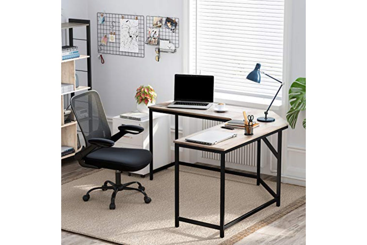 Vasagle L-Shaped Computer Desk | Greige/Black-2