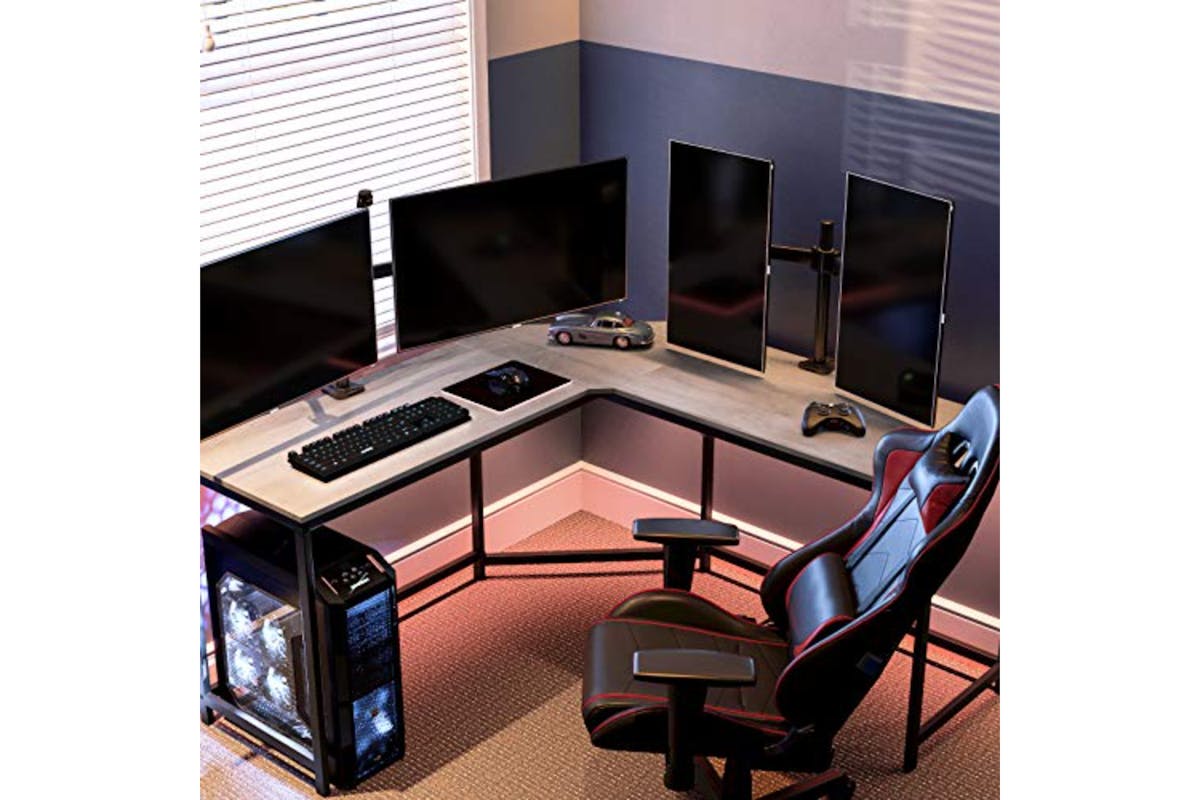 Vasagle L-Shaped Computer Desk | Greige/Black-4