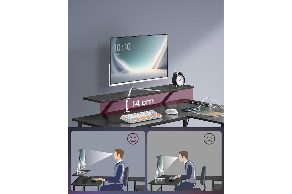 Vasagle L-shaped LED Gaming Desk | Woody Black-6