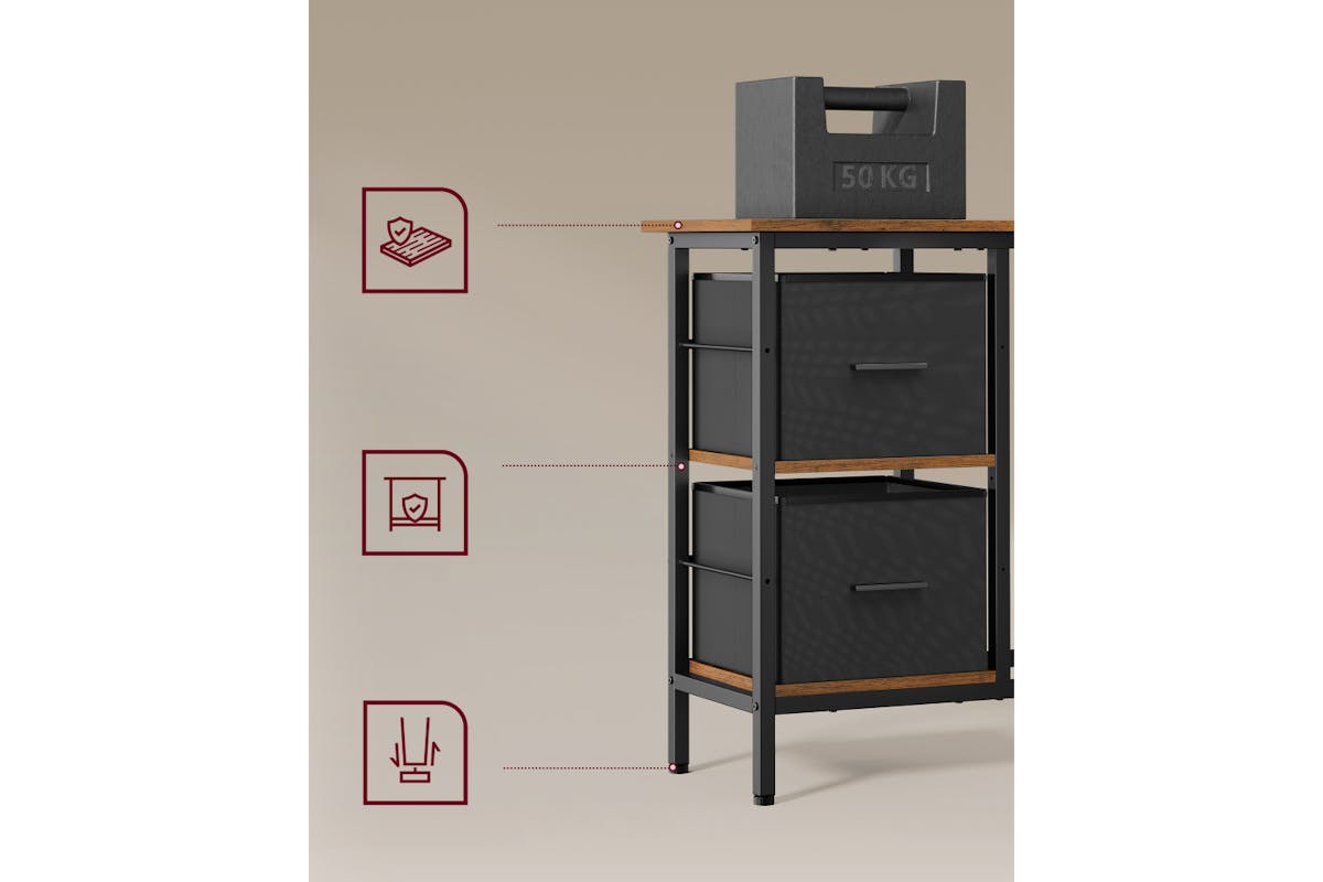 Vasagle L-shaped Desk With 2 Spacious Drawers | Rustic Brown-7