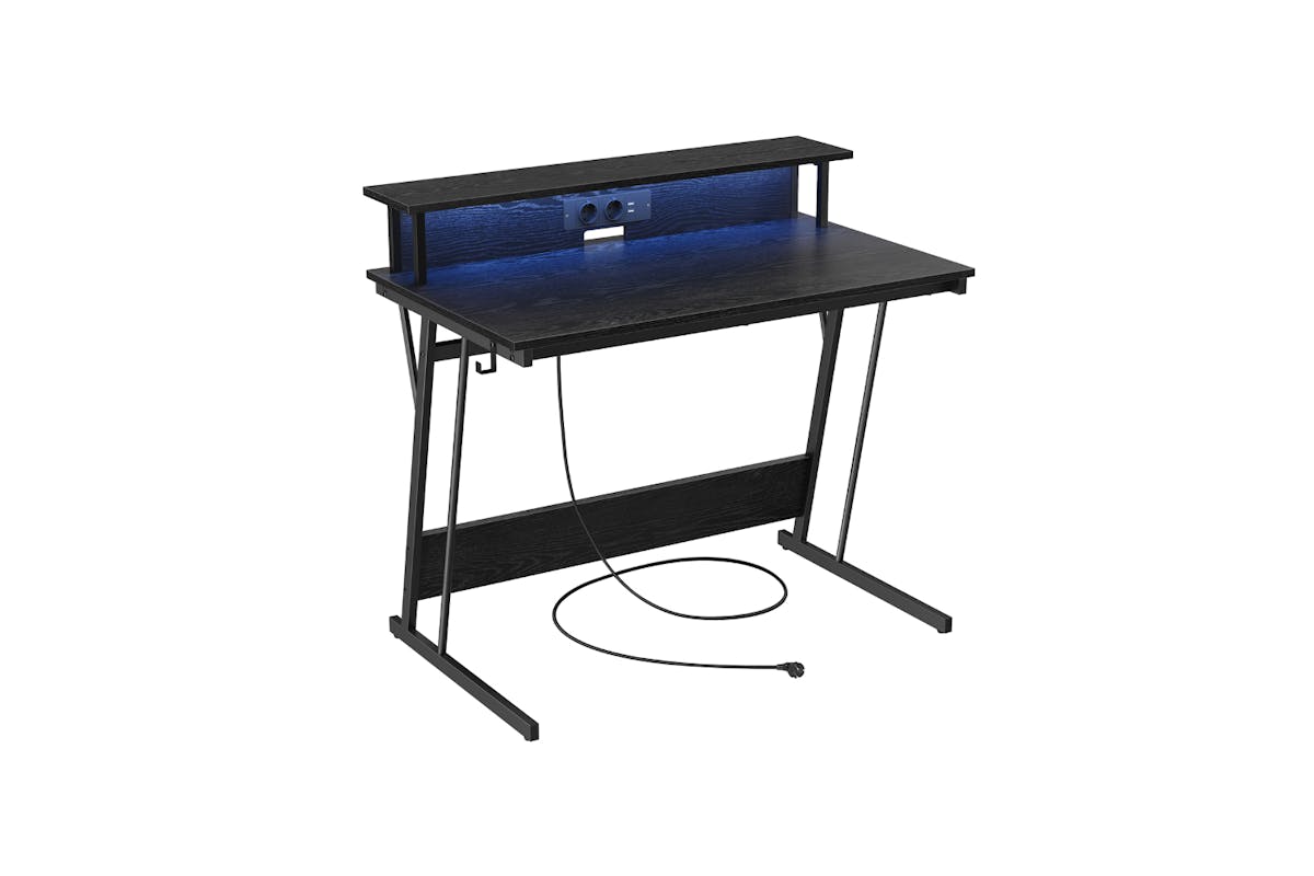 Vasagle Office Desk with LED Lights | Ebony Black