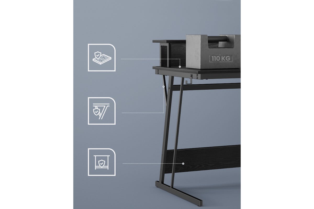 Vasagle Office Desk with LED Lights | Ebony Black-7