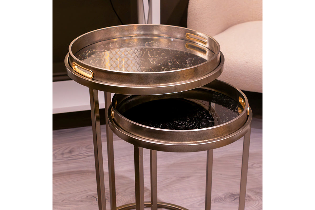 Lyra Tray Table | Champagne | Set of 2-6