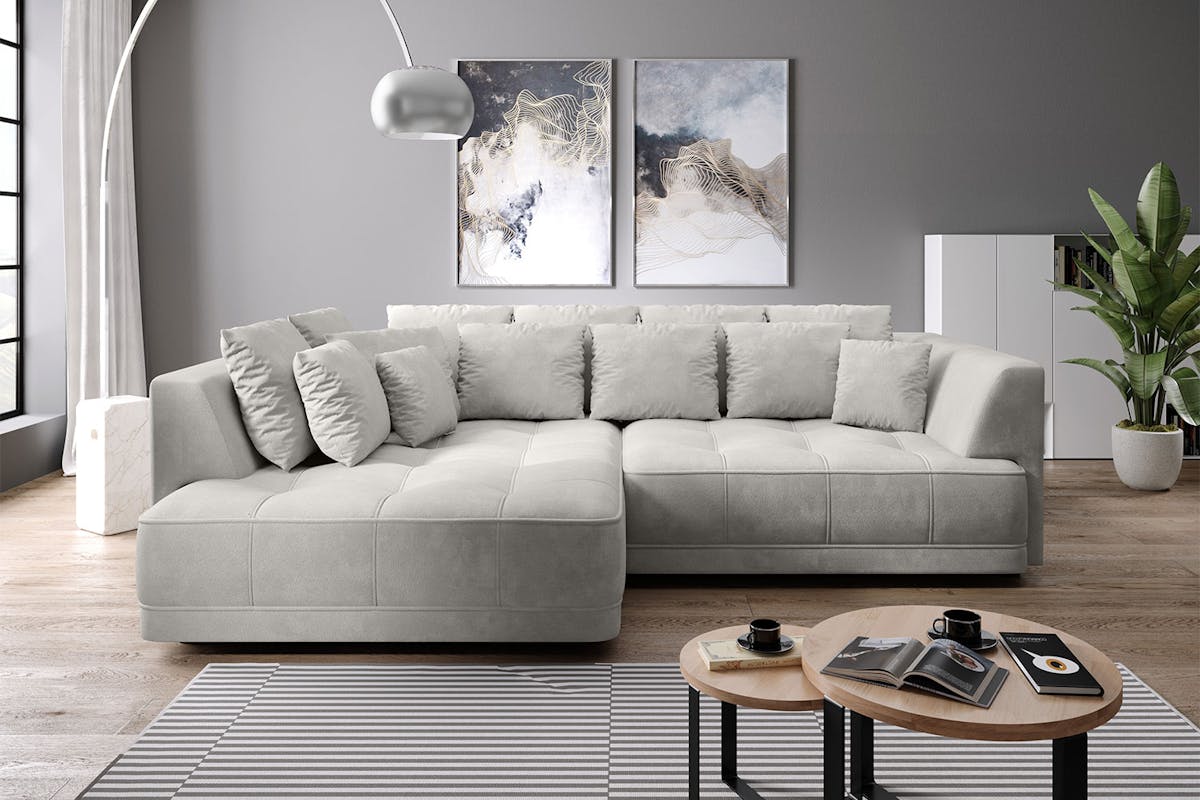 Amelia 4 Seater Power Slider Storage Chaise Sofa | Fabric | Taupe-2