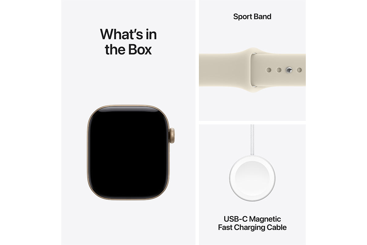 Apple Watch Series 12 | GPS + Cellular | 46mm | Light Gold Aluminium | Sand Sport Band | S/M-7