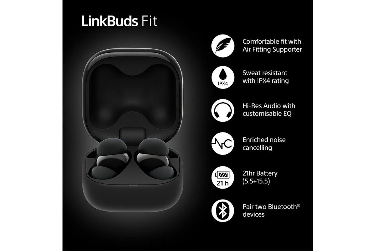 Sony LinkBuds Fit Series In-Ear Wireless Noise Cancelling Headphones | Black-3