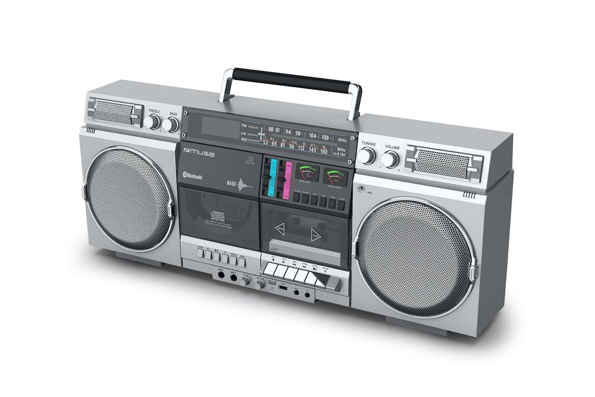 Muse Ghetto Blaster Cd Player | 80w Cassette Recorder | Silver