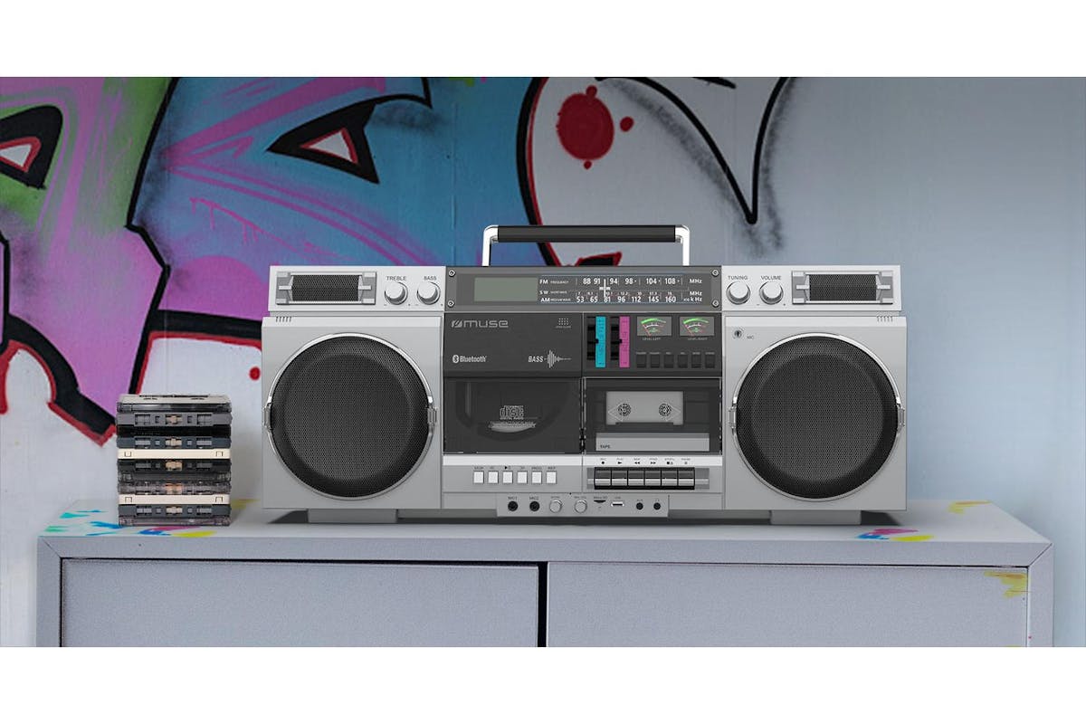 Muse Ghetto Blaster Cd Player | 80w Cassette Recorder | Silver-2