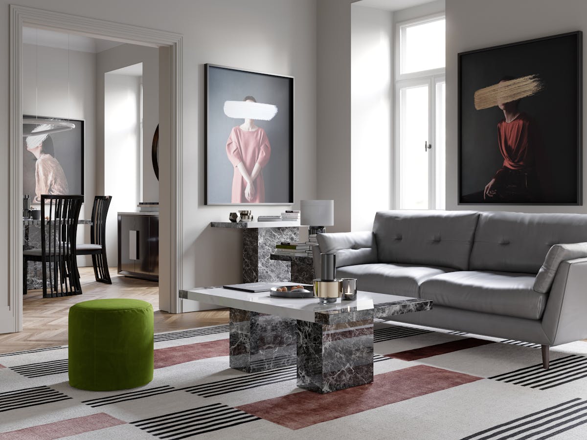 Mainz Lamp Table | Grey & White-2
