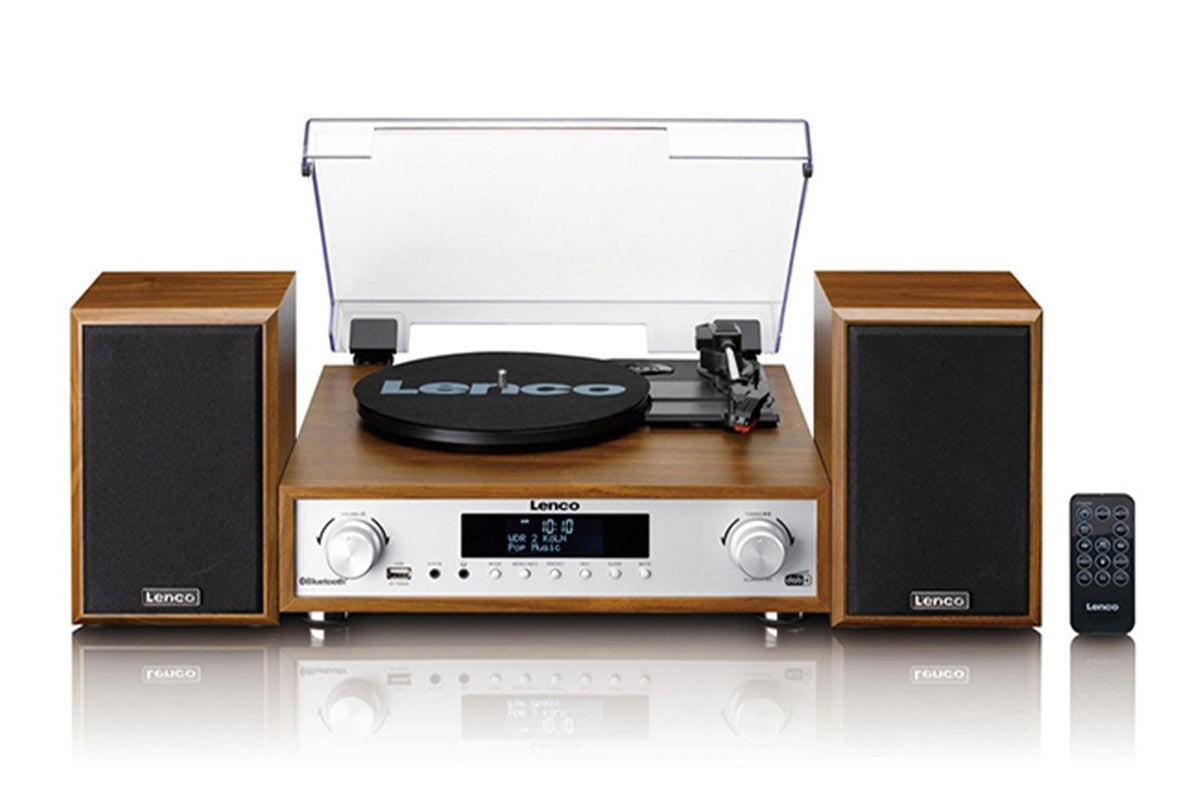 Lenco MC-160WD-UK Turntable With Bluetooth And Wooden Speakers | Record Player | HiFi System | Wood