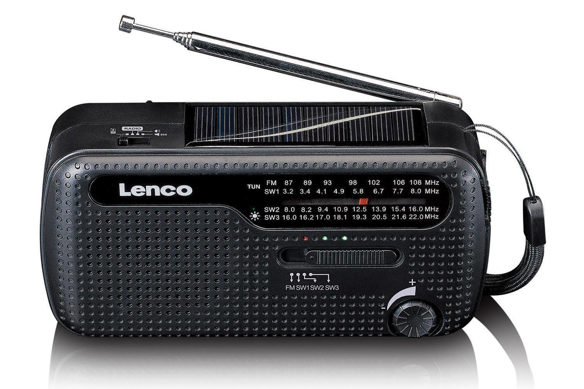 Lenco MCR-113BK Portable Emergency Radio | Hand Crank | Power Bank | Black-4