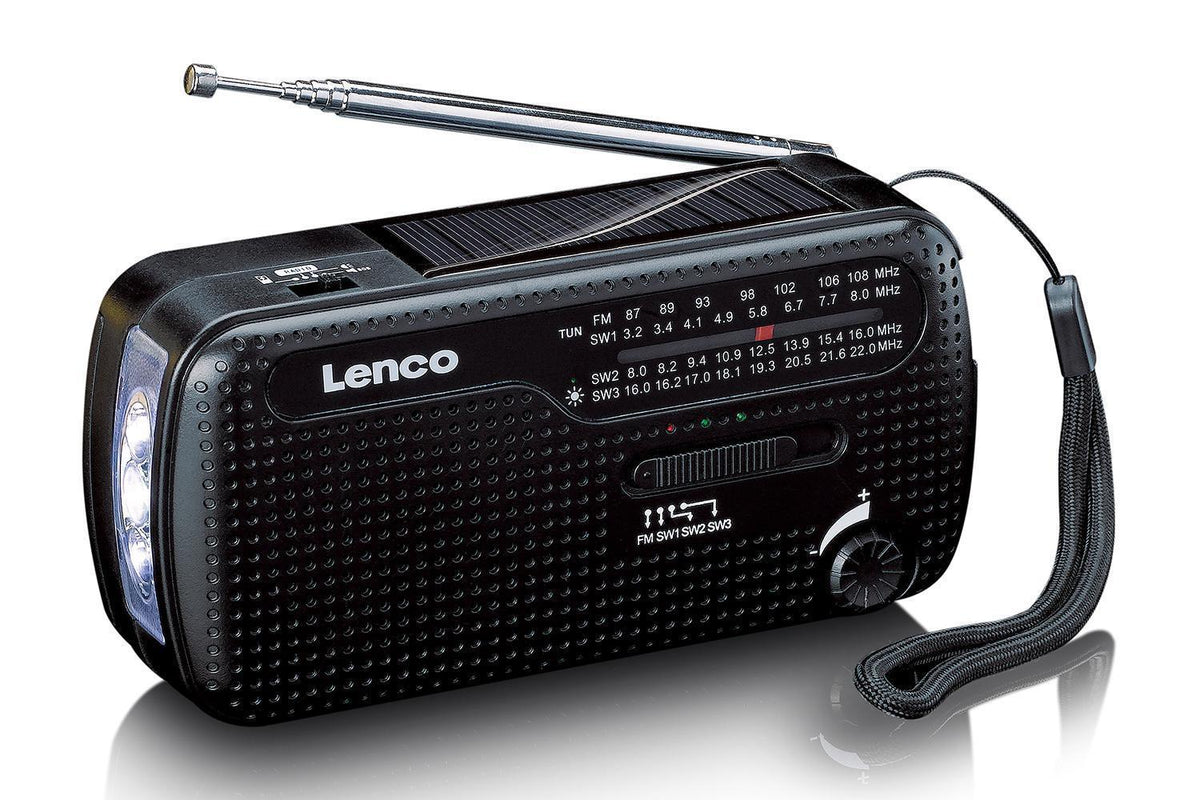 Lenco MCR-113BK Portable Emergency Radio | Hand Crank | Power Bank | Black-5