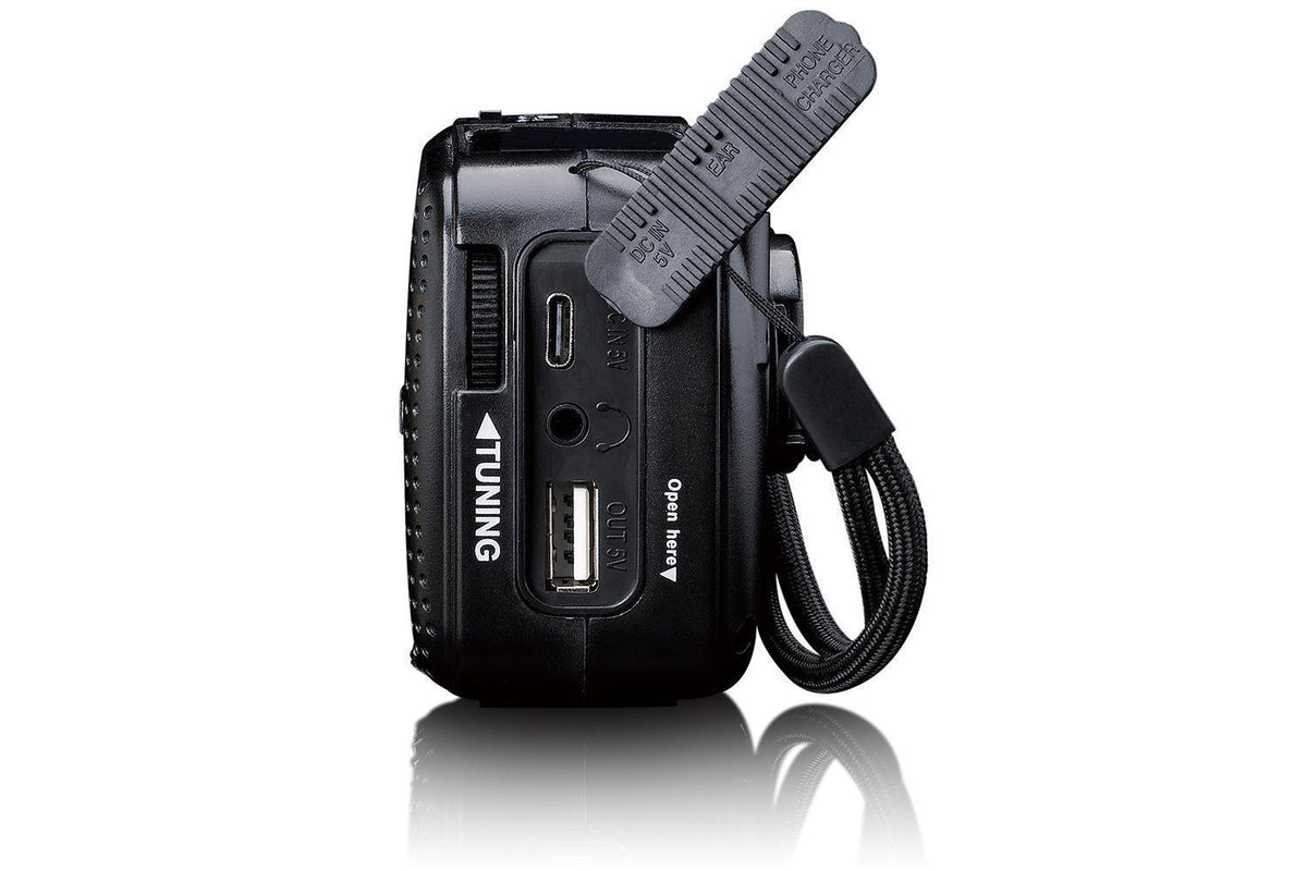 Lenco MCR-113BK Portable Emergency Radio | Hand Crank | Power Bank | Black-9