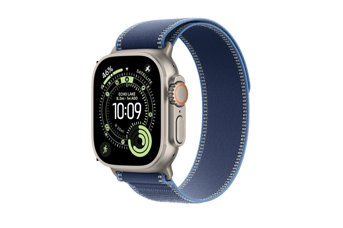 Apple Watch Ultra 3 | GPS + Cellular | 49mm | Natural Titanium | Blue/Bright Blue Trail Loop | M/L
