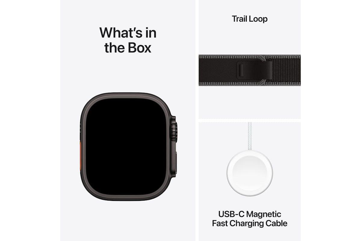 Apple Watch Ultra 3 | GPS + Cellular | 49mm | Black Titanium | Black/Charcoal Trail Loop  S/M-9