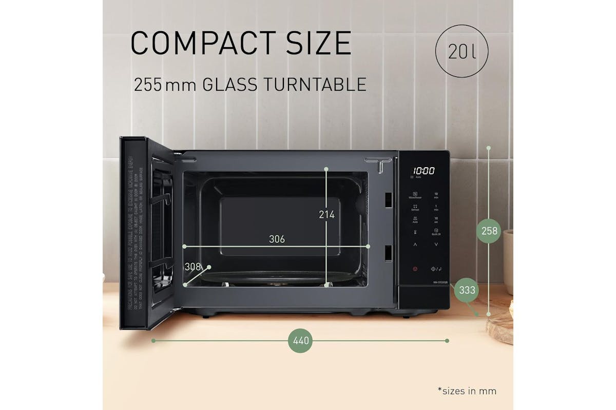 Panasonic | 20l Solo Microwave | Compact Sized | Black | MICR19B-3