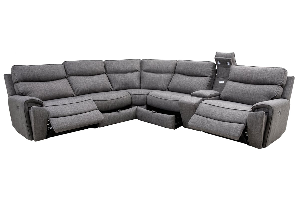 Mila Corner Sofa with Console | Power Recliner | Large | Grey-4