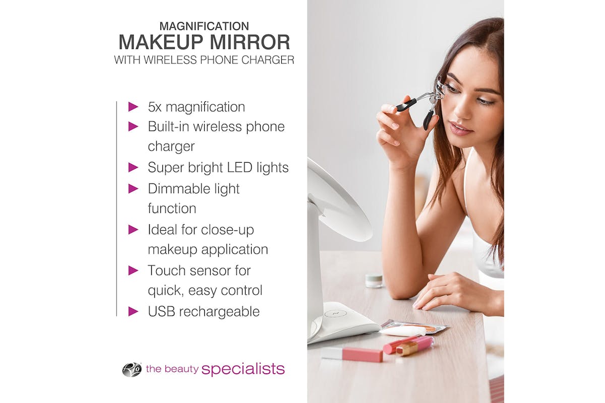 Rio 5x Magnification LED Makeup Mirror with Wireless Charging Station-9