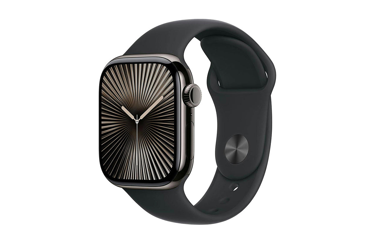 Apple Watch Series 10 GPS + Cellular | 42mm | Slate Titanium Case with Black Sport Band S/M