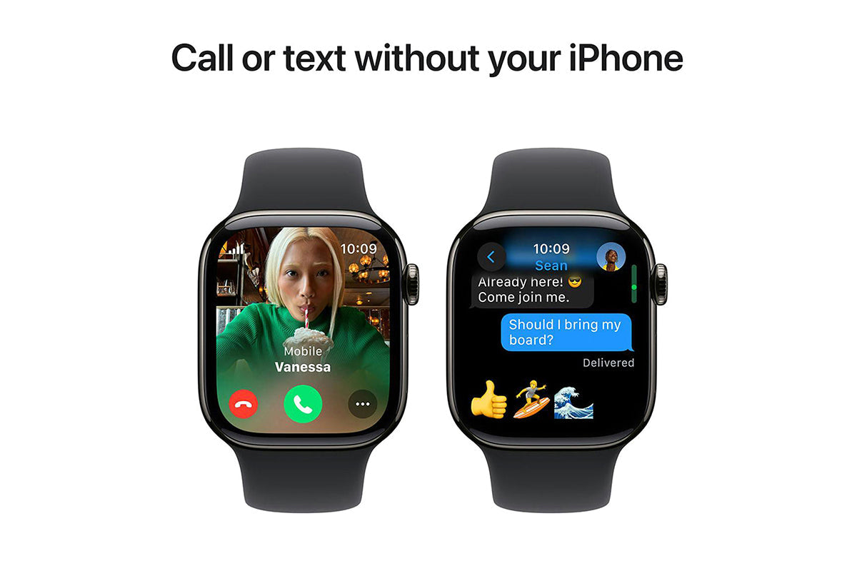 Apple Watch Series 10 GPS + Cellular | 42mm | Slate Titanium Case with Black Sport Band S/M-7