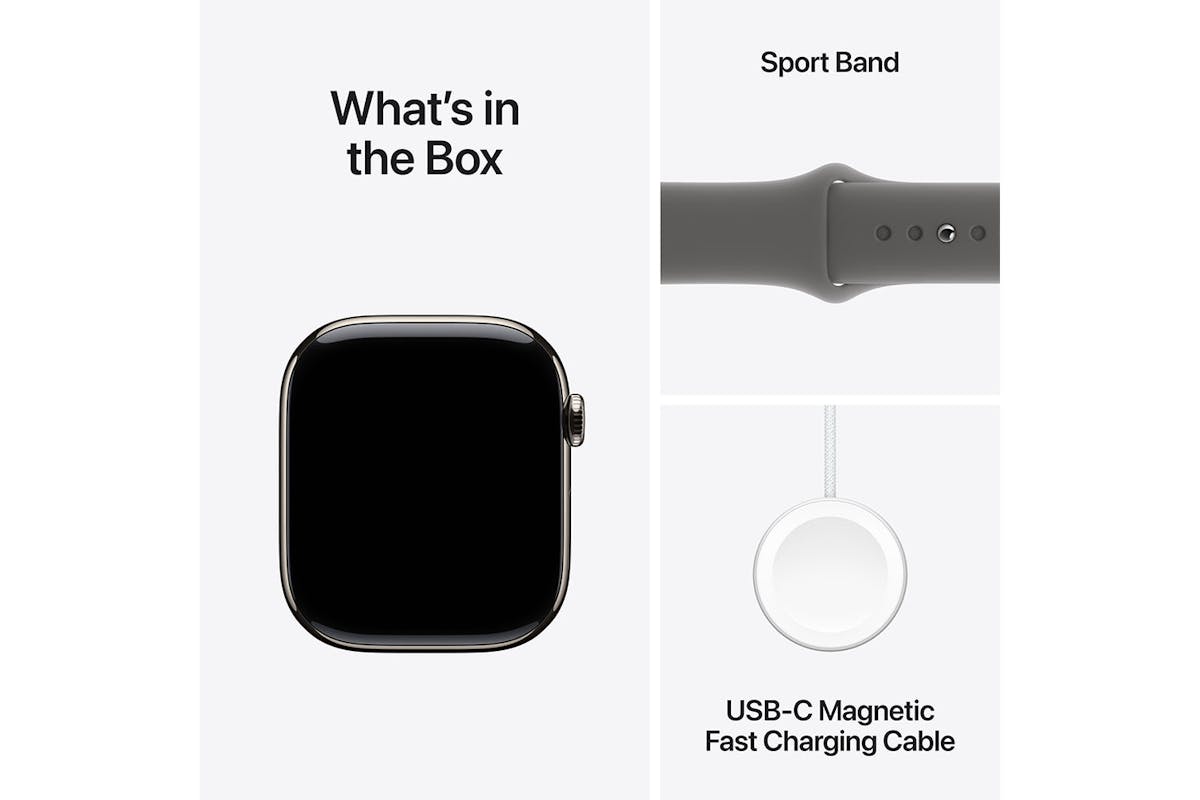 Apple Watch Series 10 GPS + Cellular | 46mm | Natural Titanium Case with Stone Grey Sport Band S/M-8