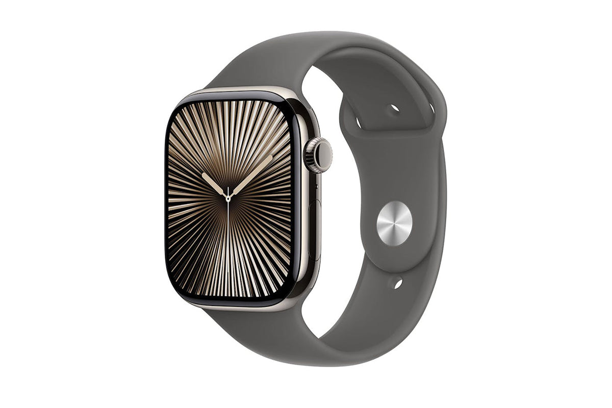 Apple Watch Series 10 GPS + Cellular | 46mm | Natural Titanium Case with Stone Grey Sport Band M/L