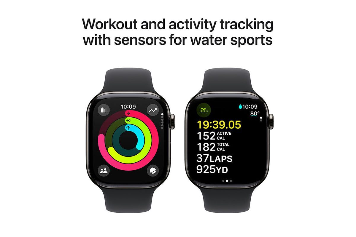 Apple Watch Series 10 GPS + Cellular | 46mm | Slate Titanium Case with Black Sport Band S/M-4