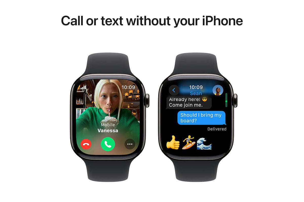 Apple Watch Series 10 GPS + Cellular | 46mm | Slate Titanium Case with Black Sport Band S/M-7